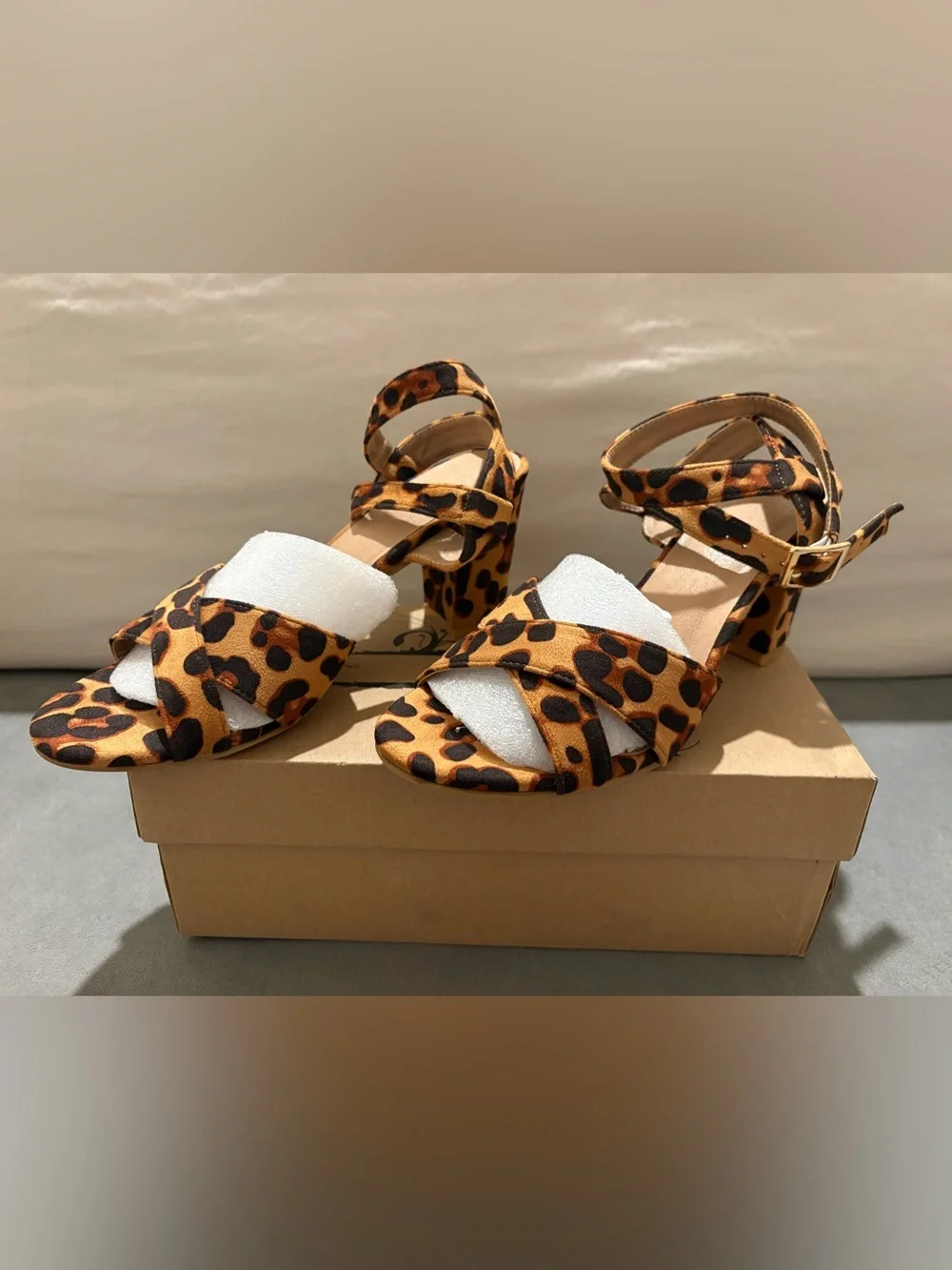 Women’s Leopard Print Block Heel Sandals - US Size 8.5